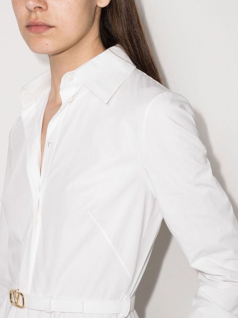 White Belted Cotton Midi Dress