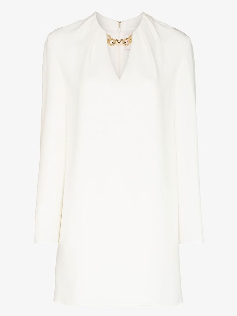 White Vlogo Signature Silk Mini Dress