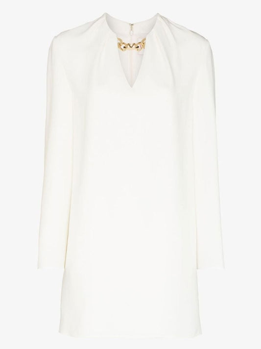 White Vlogo Signature Silk Mini Dress