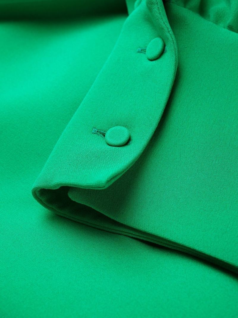 Green V-neck Silk Dress