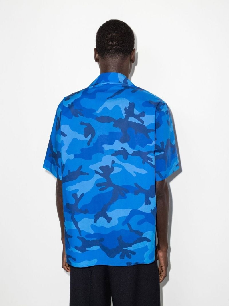 Blue Camouflage Print Cotton Shirt