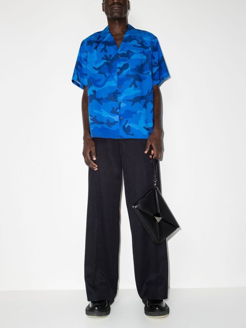 Blue Camouflage Print Cotton Shirt