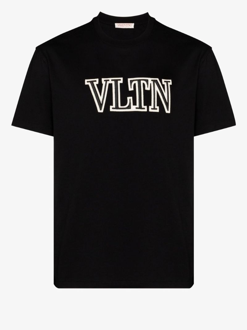 Black Vltn Embroidered Cotton T-shirt