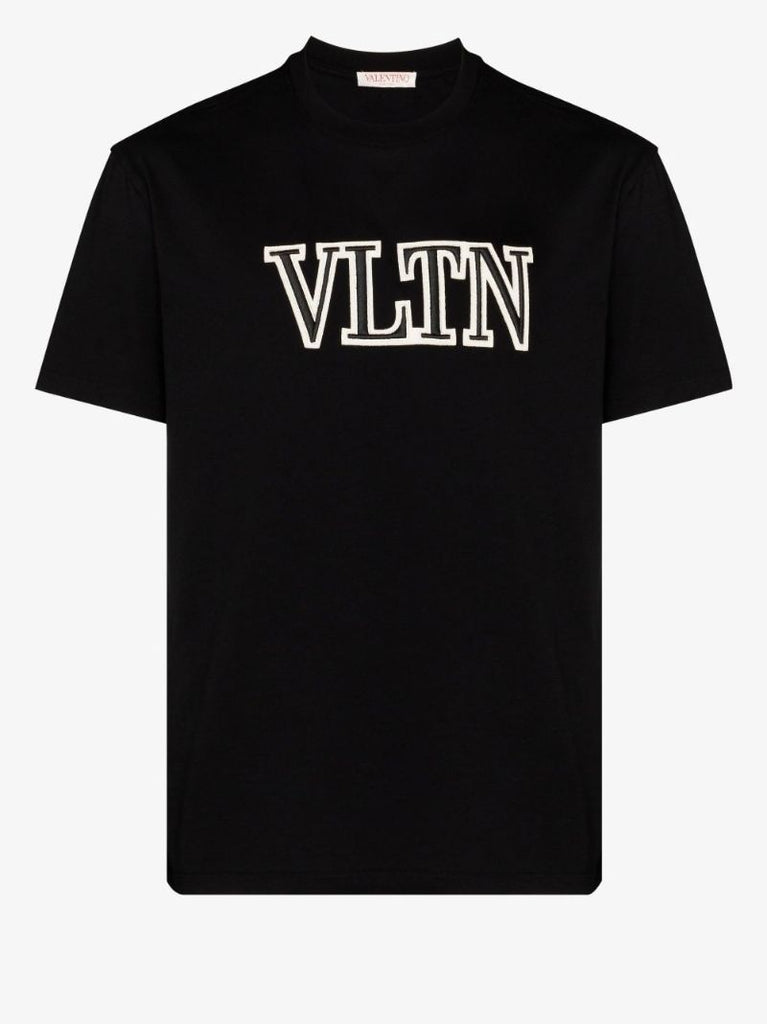 Black Vltn Embroidered Cotton T-shirt