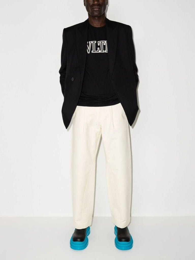 Black Vltn Embroidered Cotton T-shirt