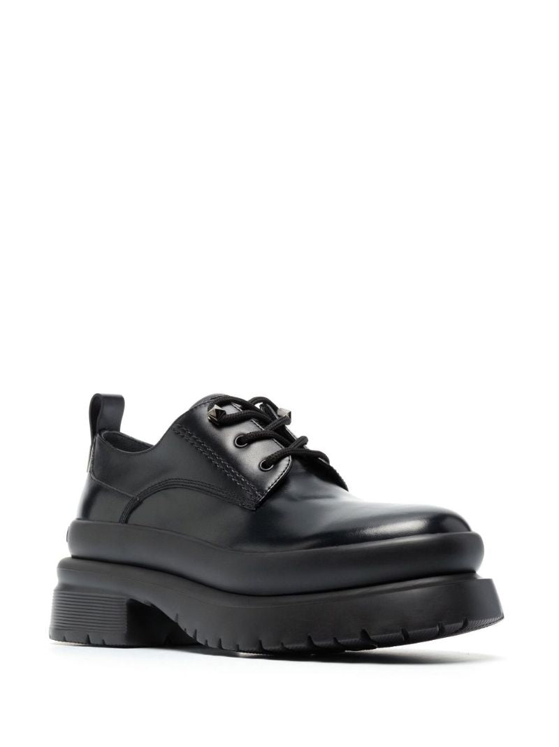 Black Roman Stud 55 Leather Derby Shoes