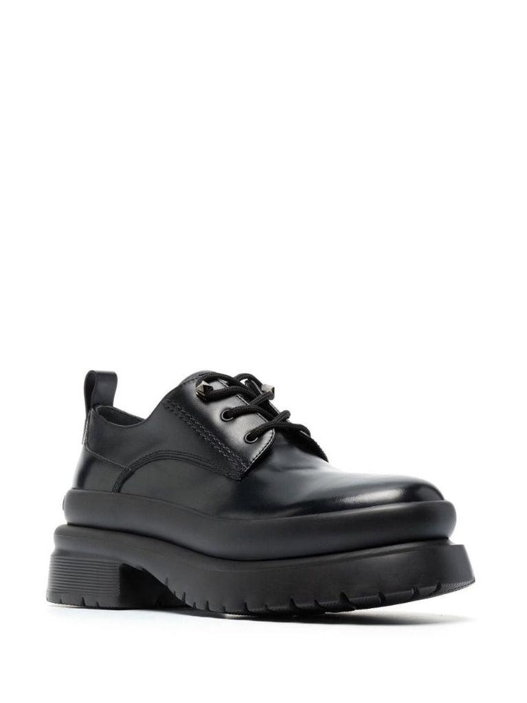 Black Roman Stud 55 Leather Derby Shoes