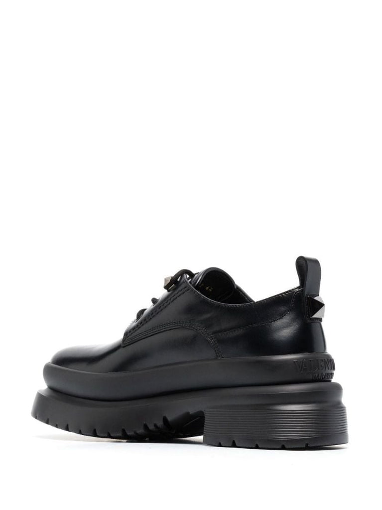Black Roman Stud 55 Leather Derby Shoes