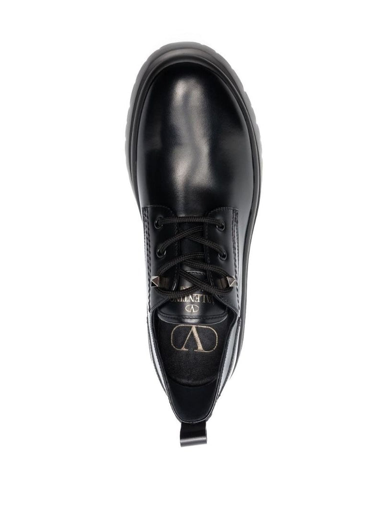 Black Roman Stud 55 Leather Derby Shoes