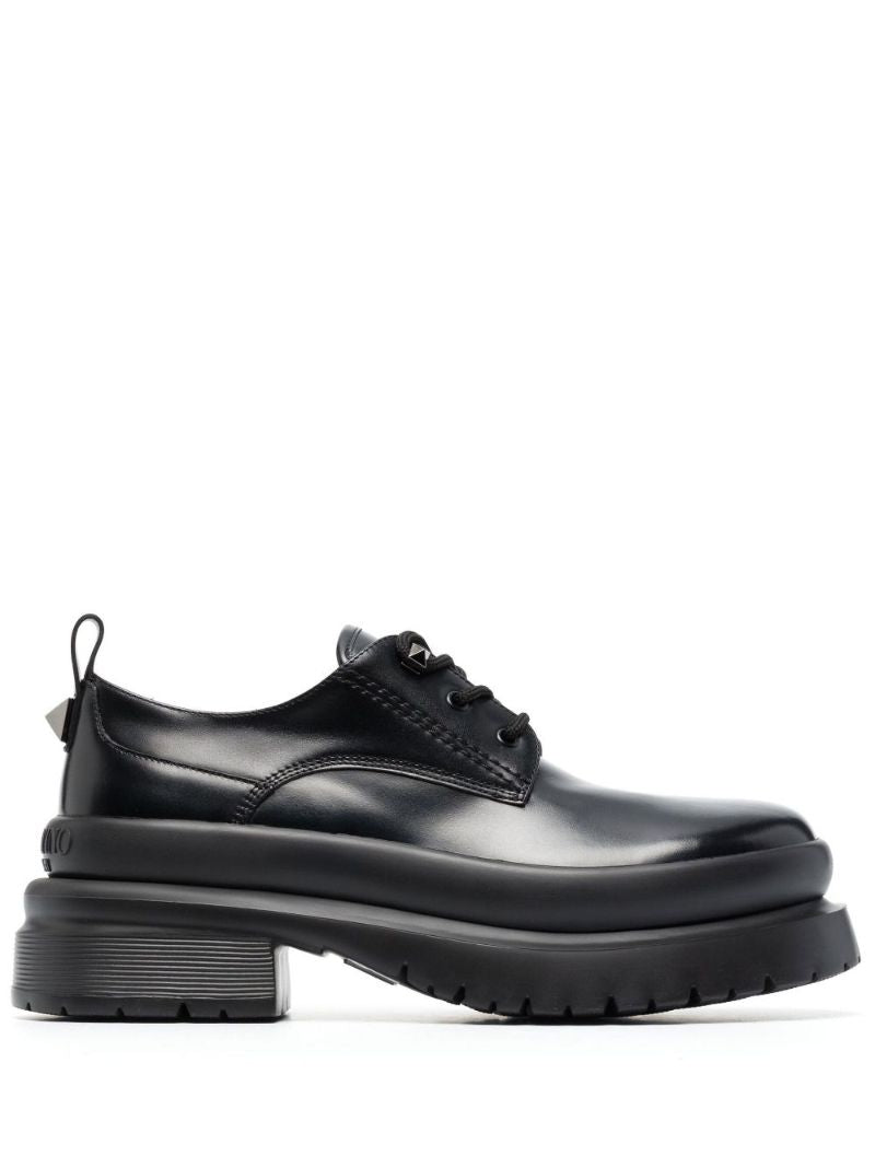 Black Roman Stud 55 Leather Derby Shoes