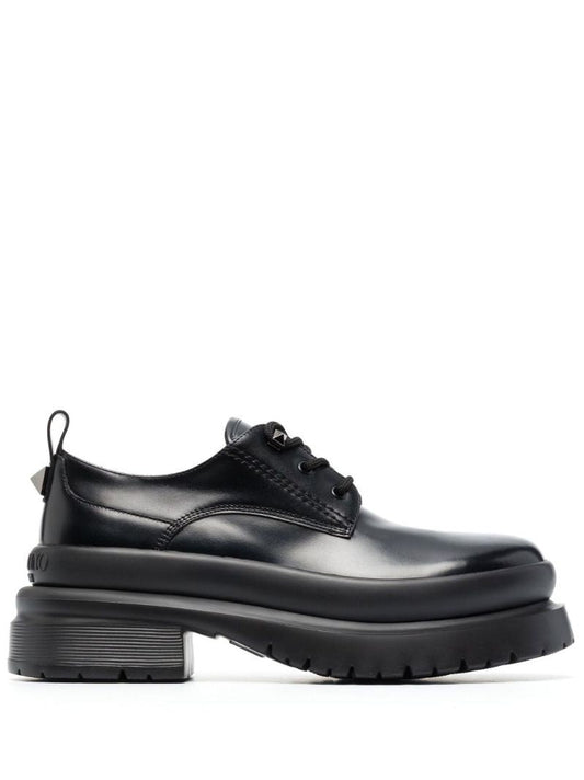 Black Roman Stud 55 Leather Derby Shoes