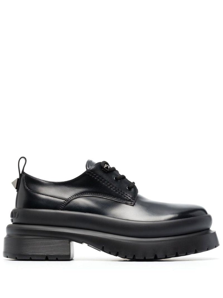 Black Roman Stud 55 Leather Derby Shoes