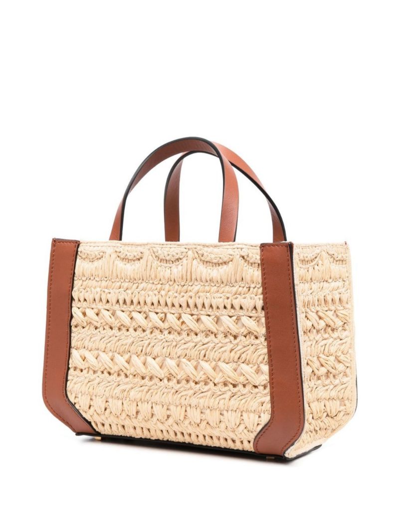 Neutral Vlogo Raffia Tote Bag
