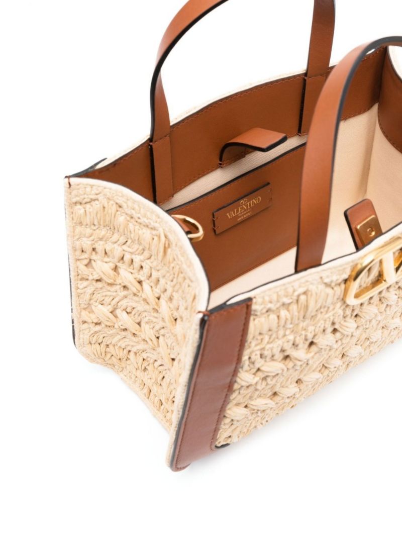 Neutral Vlogo Raffia Tote Bag