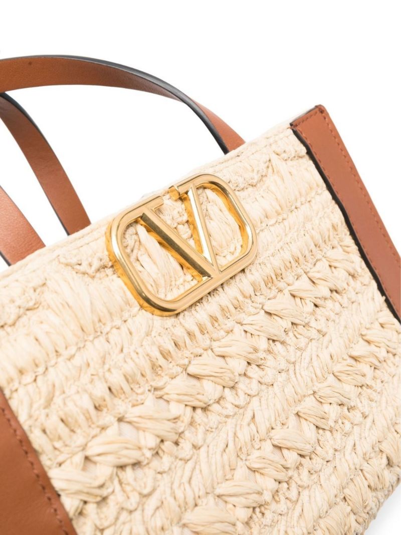 Neutral Vlogo Raffia Tote Bag