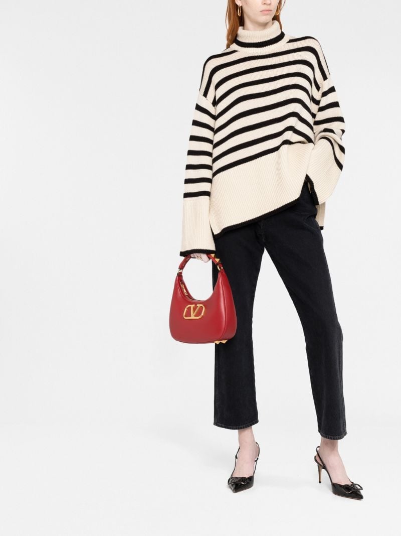 Red Stud Sign Leather Hobo Bag
