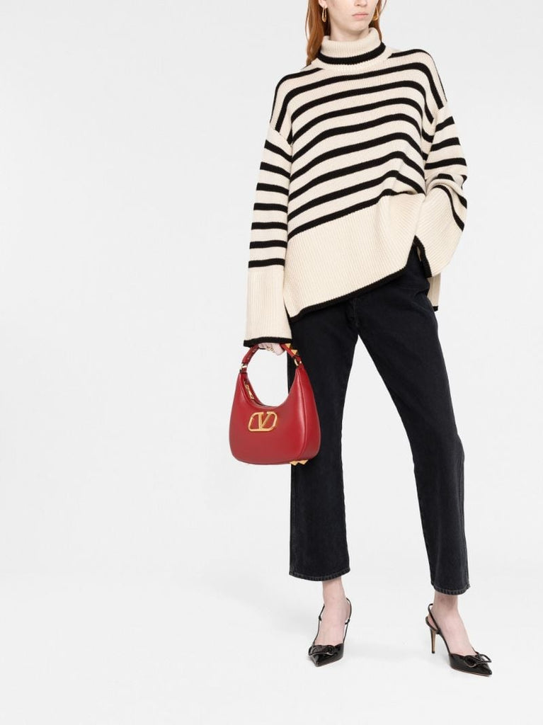 Red Stud Sign Leather Hobo Bag