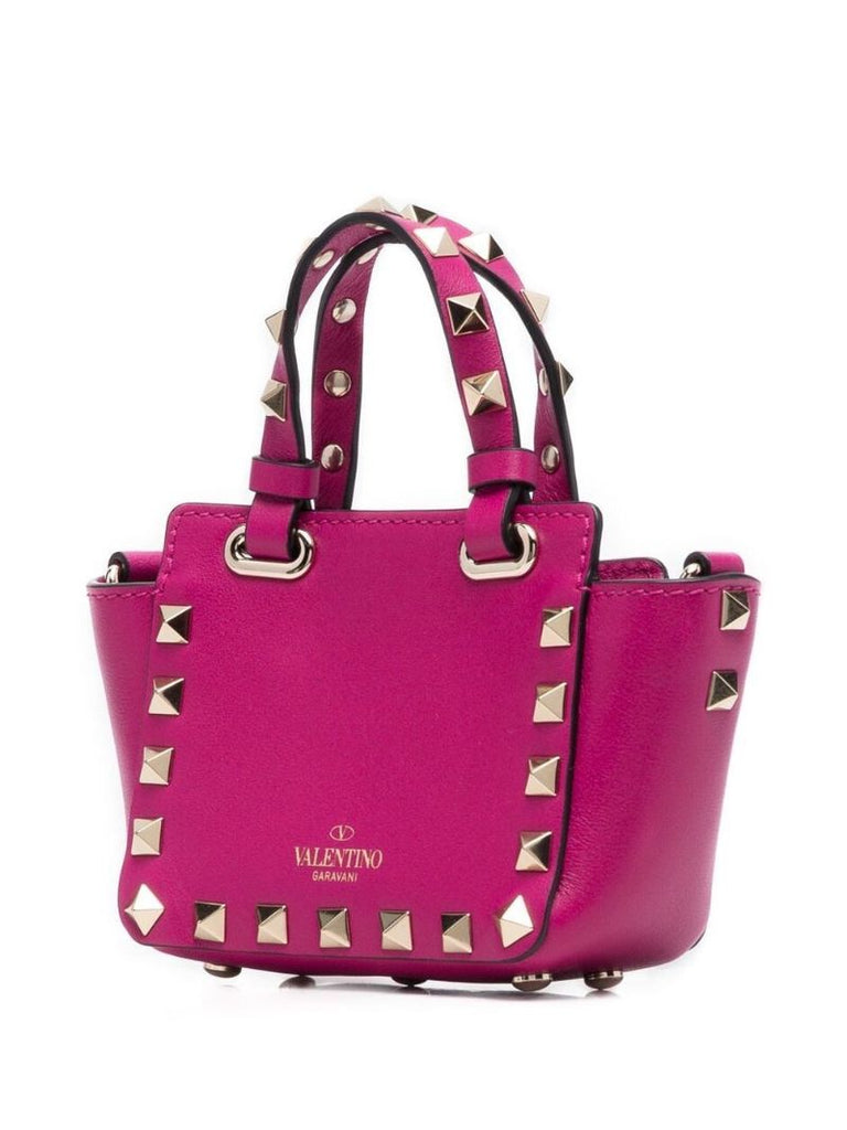 Pink Rockstud Micro Leather Tote Bag
