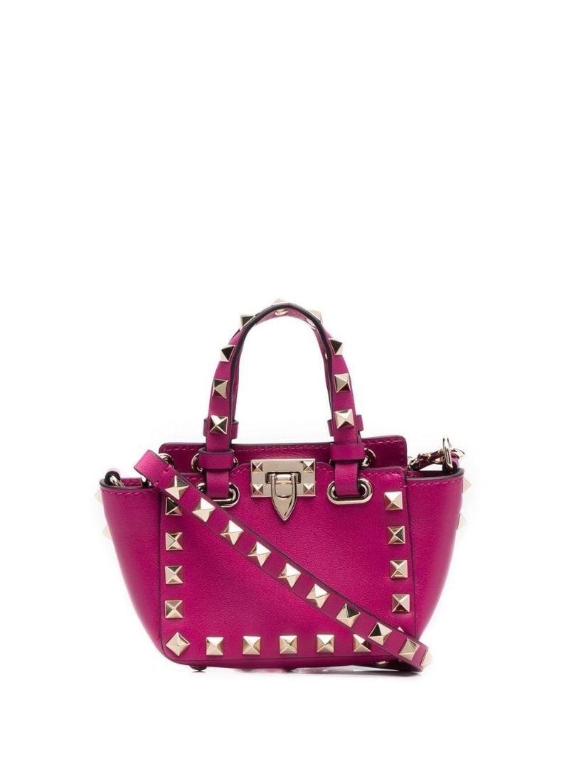 Pink Rockstud Micro Leather Tote Bag