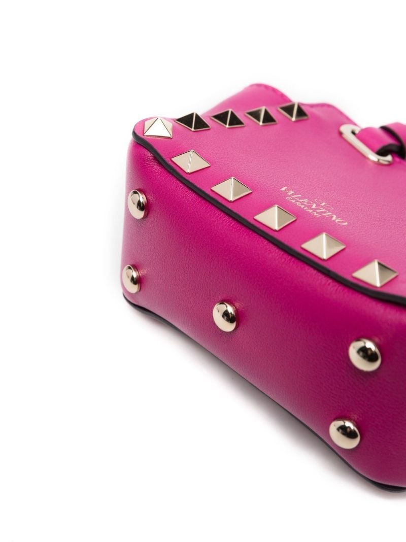 Pink Rockstud Micro Leather Tote Bag
