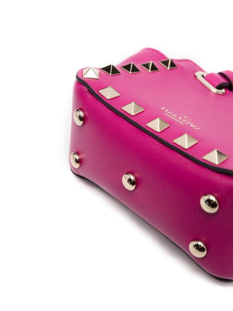 Pink Rockstud Micro Leather Tote Bag