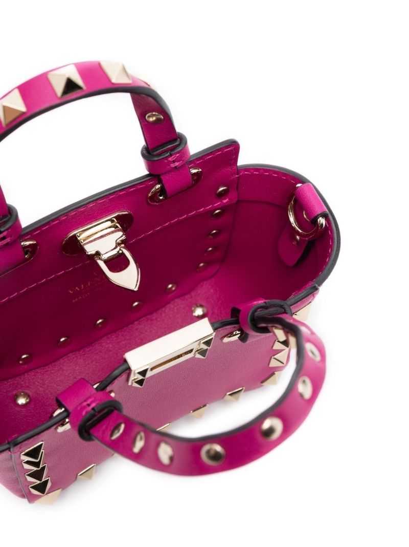 Pink Rockstud Micro Leather Tote Bag