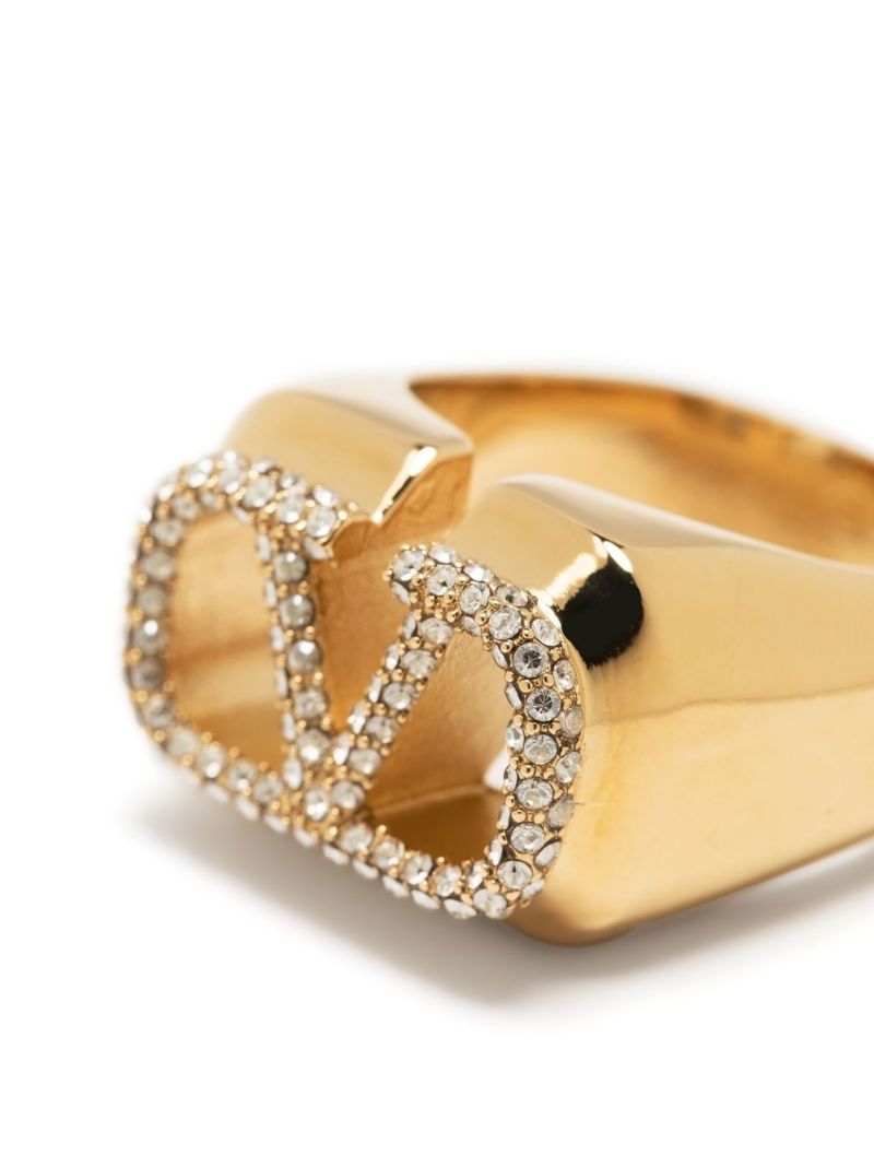 Gold-tone Vlogo Signature Crystal Ring