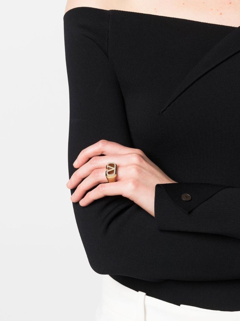 Gold-tone Vlogo Signature Crystal Ring