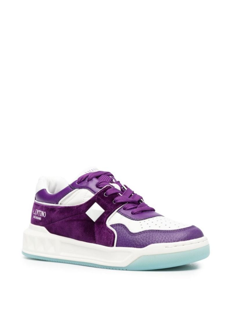 Purple Roman Stud Leather Sneakers