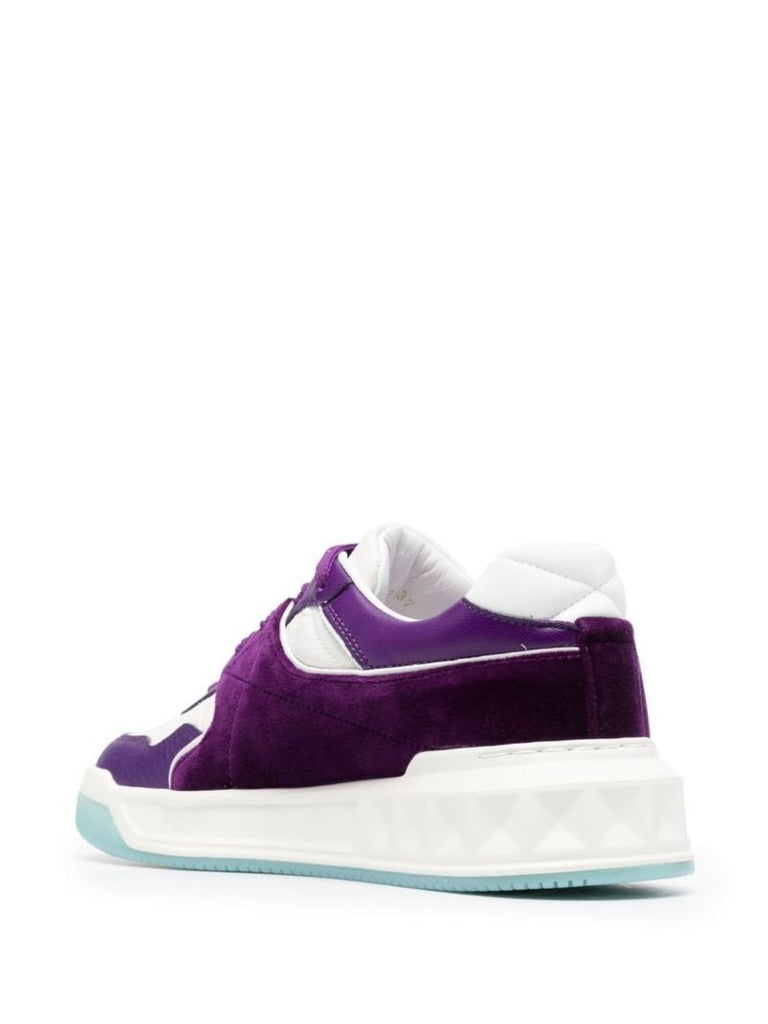 Purple Roman Stud Leather Sneakers