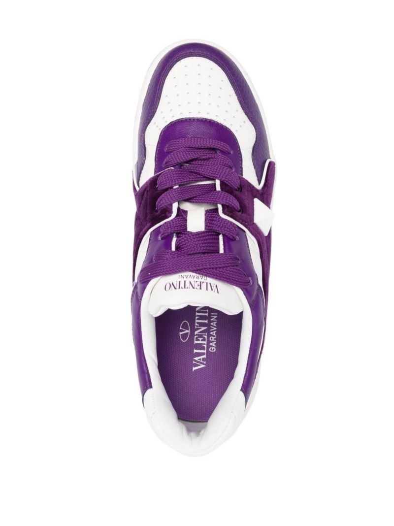 Purple Roman Stud Leather Sneakers
