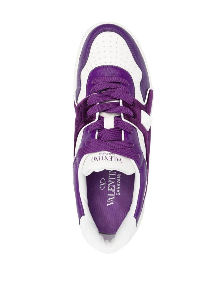 Purple Roman Stud Leather Sneakers