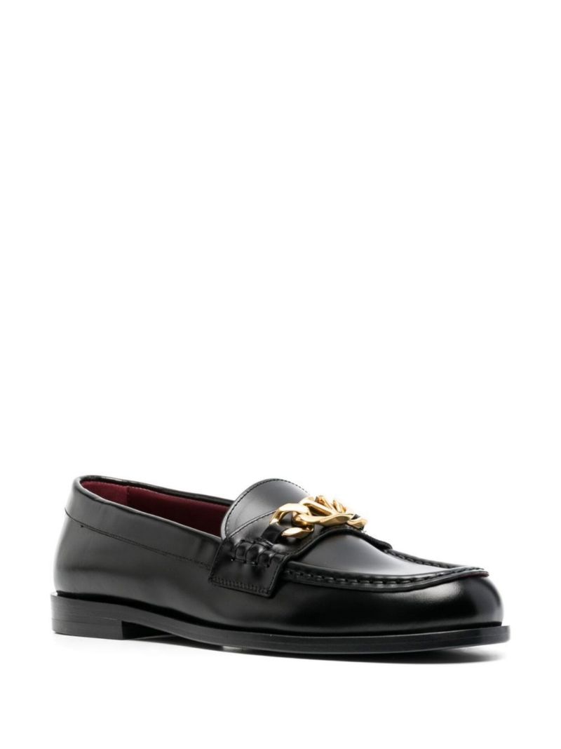 Black Vlogo Leather Loafers