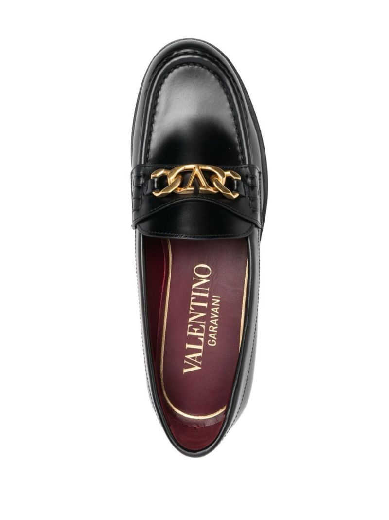 Black Vlogo Leather Loafers