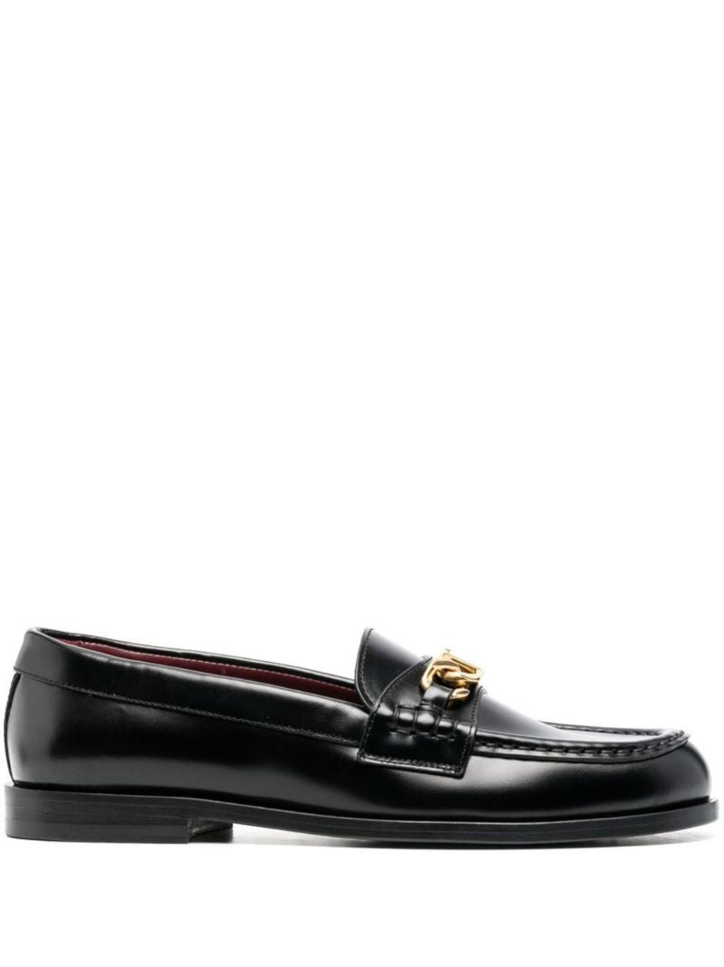 Black Vlogo Leather Loafers