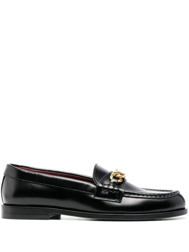 Black Vlogo Leather Loafers