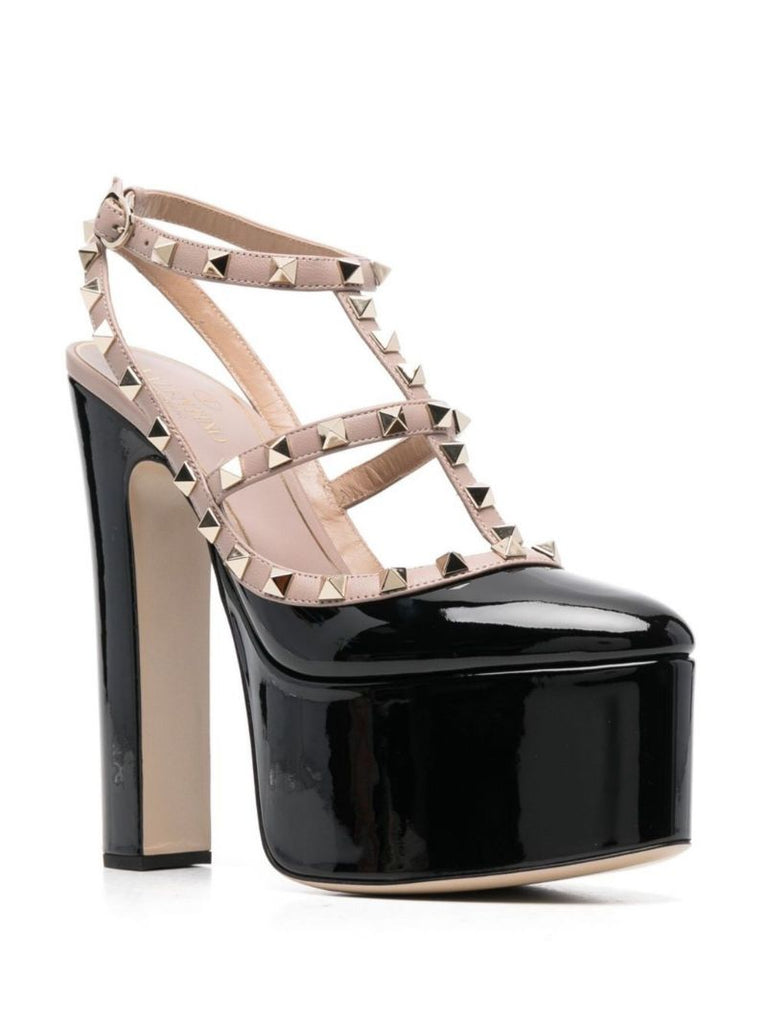 Black Rockstud 155 Platform Pumps