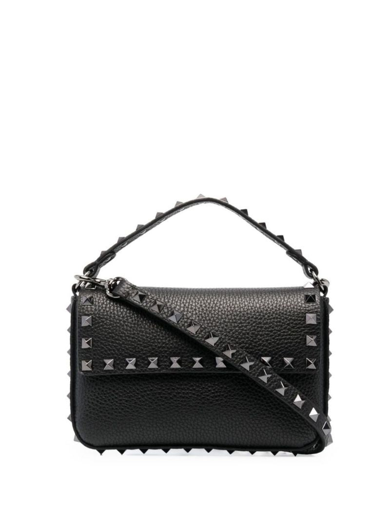 Black Rockstud Mini Leather Cross Body Bag