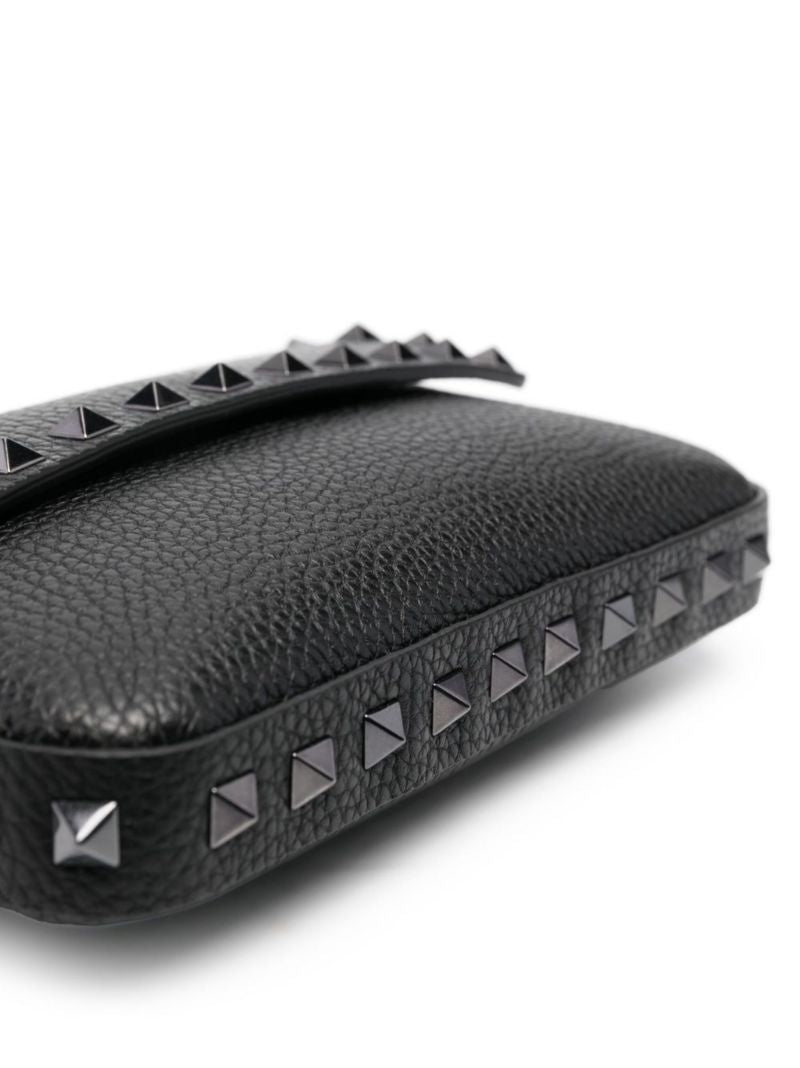 Black Rockstud Mini Leather Cross Body Bag