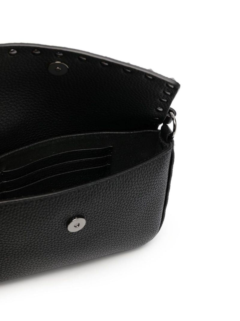Black Rockstud Mini Leather Cross Body Bag