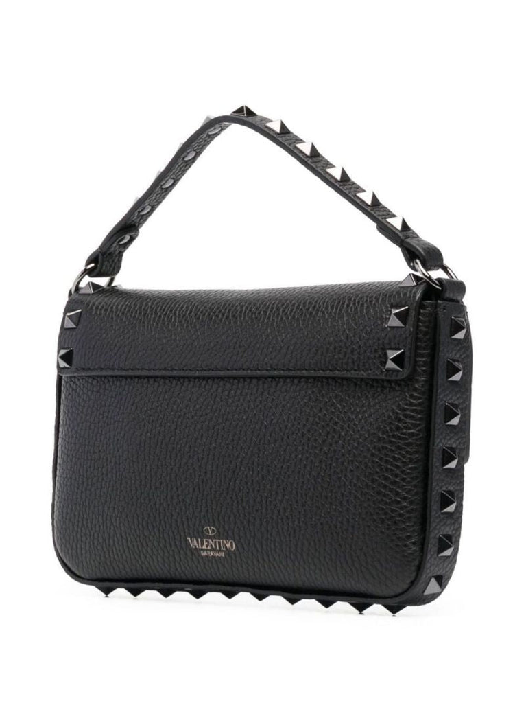 Black Rockstud Mini Leather Cross Body Bag