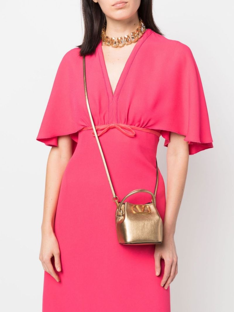 Gold Vlogo Mini Leather Bucket Bag