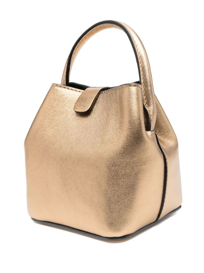 Gold Vlogo Mini Leather Bucket Bag