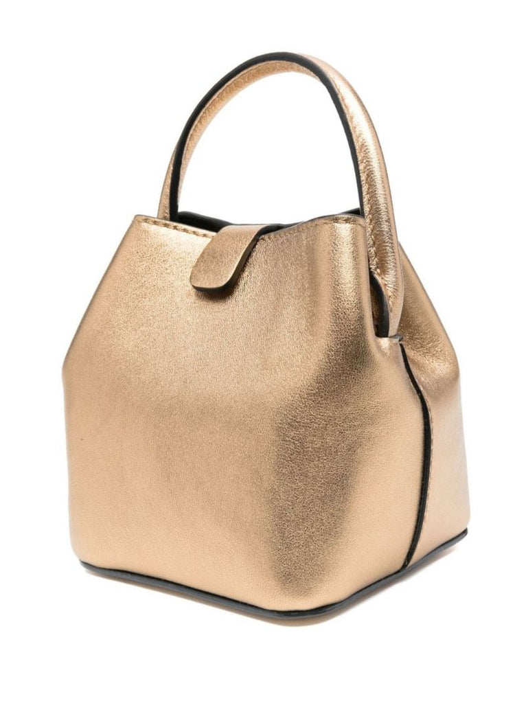 Gold Vlogo Mini Leather Bucket Bag