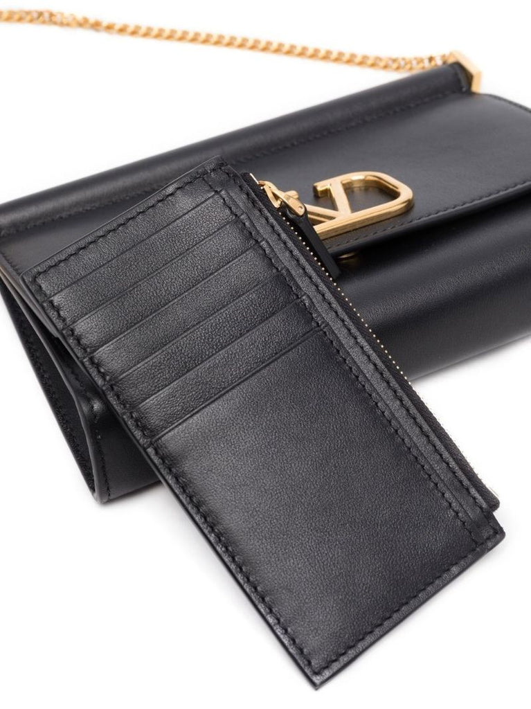 Black Vlogo Leather Crossbody Bag