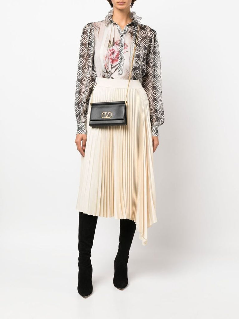 Black Vlogo Leather Crossbody Bag