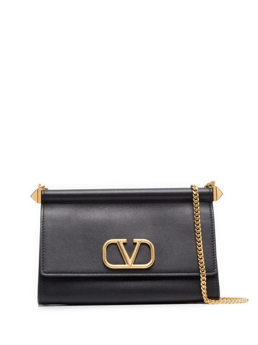Black Vlogo Leather Crossbody Bag