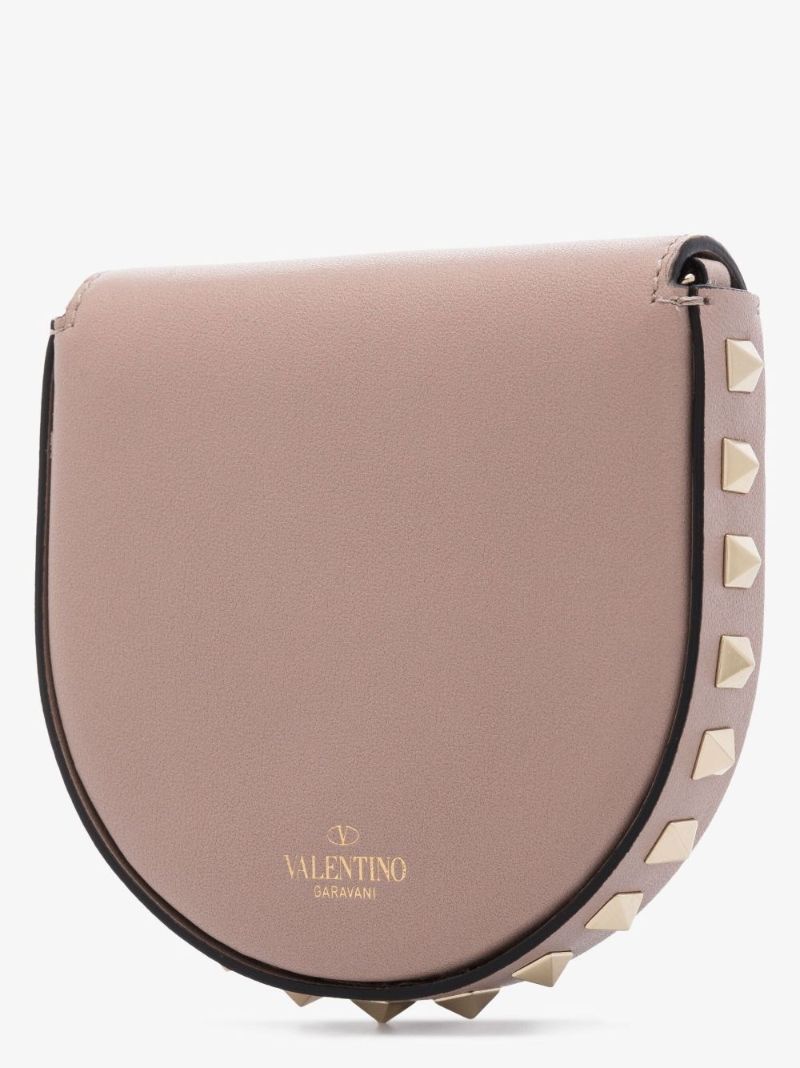 Beige Rockstud Mini Leather Shoulder Bag