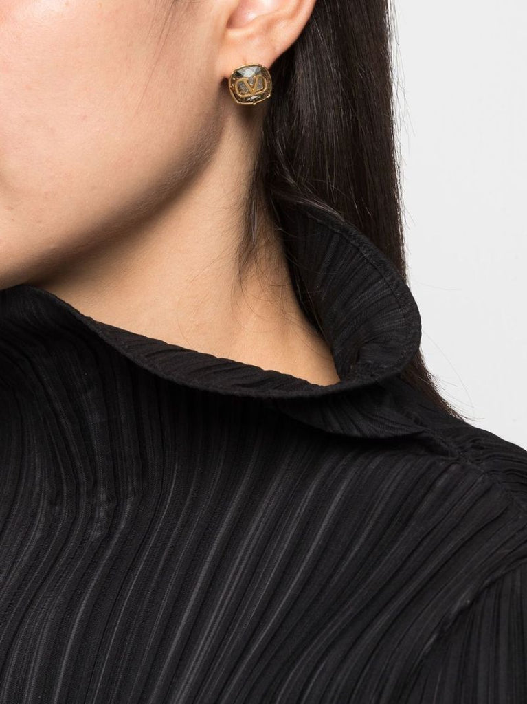 Gold-tone Vlogo Signature Crystal Earrings