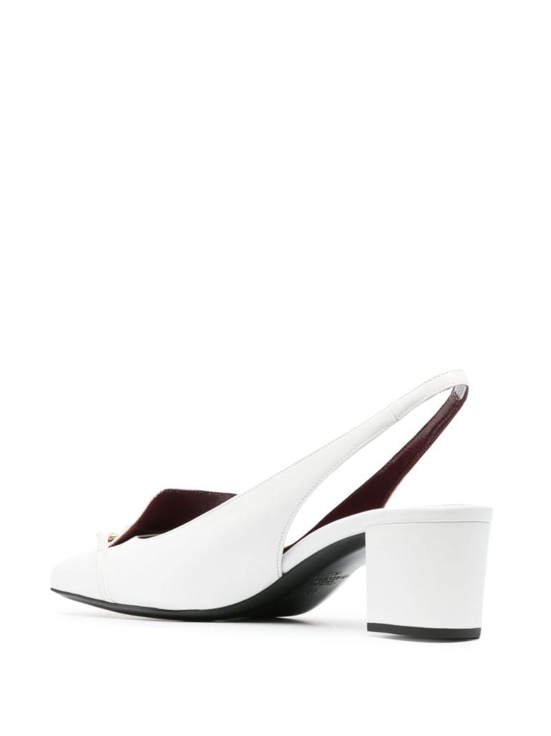 White Vlogo Chain 50 Leather Slingback Pumps